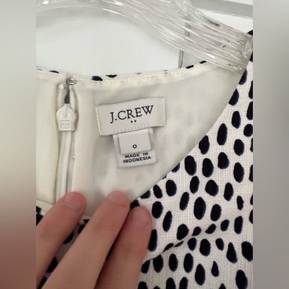 J.Crew Polka Dot Dark Navy Blue White Cotton Classic Knee length dress Size 0 - Picture 5 of 7